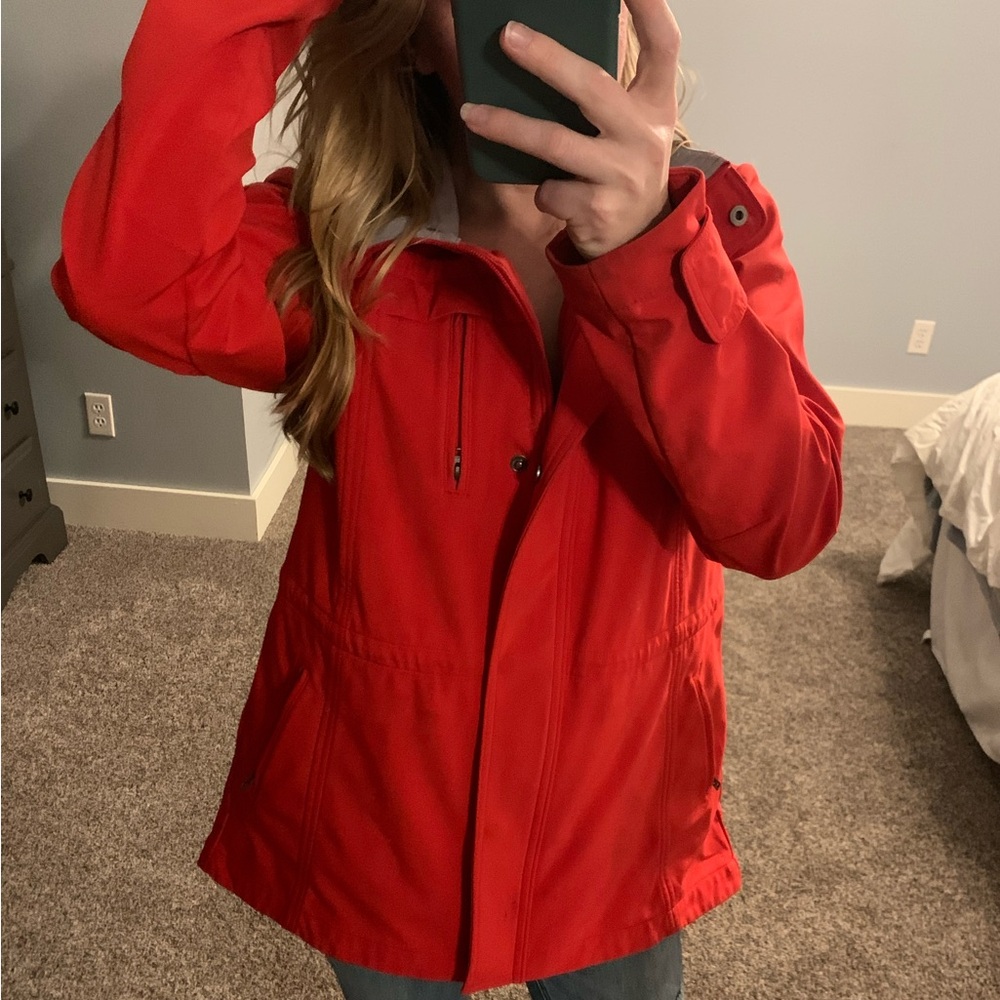 Women's Athleta Red Water Resistant Long Jacket